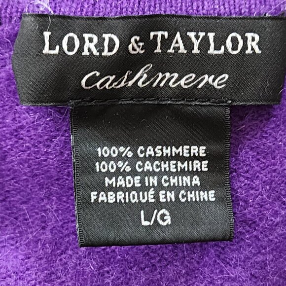 Lord & Taylor Purple 100% Cashmere Crewneck Sweater - Picture 4 of 4